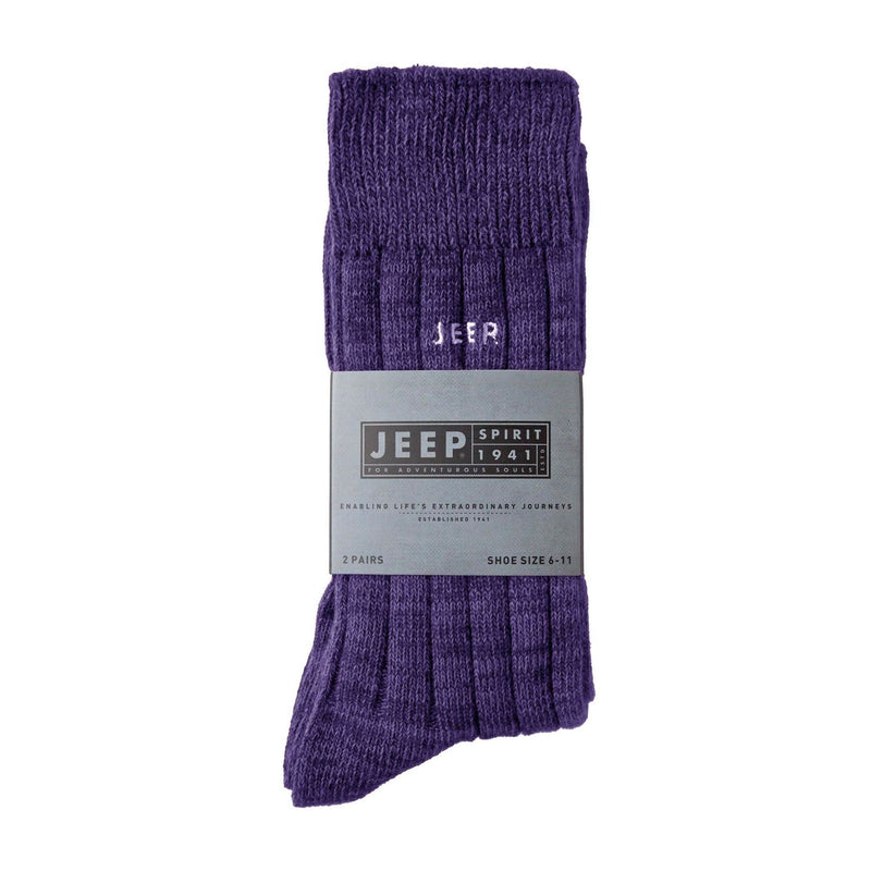 2 Pack Men's Casual Ribbed Cotton Dress Socks | Midweight Square Knit Socks