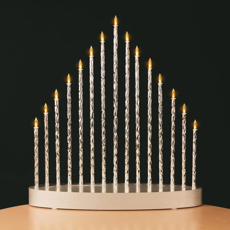 Christmas 15 LED Silver Twisted Candle Bridge