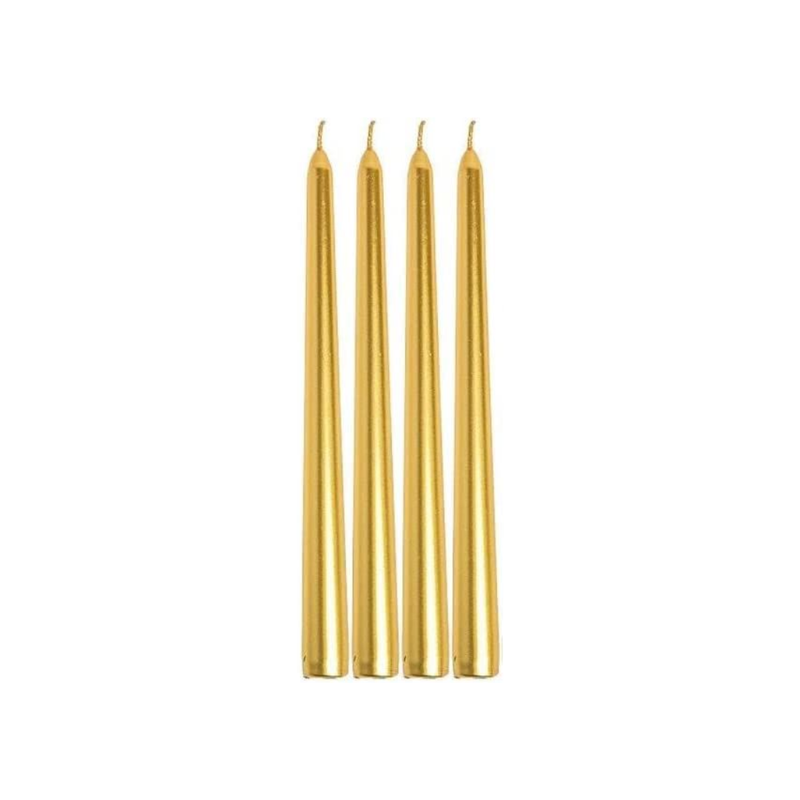 Set of 4 Gold Taper Candles