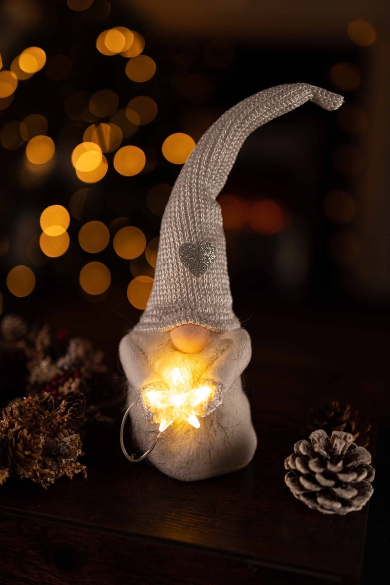 Plush Silver Light-Up Christmas Santa Gonk