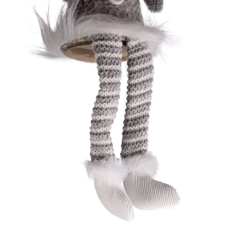 Silver Mouse w/Dangly Legs Checked Xmas Ornament