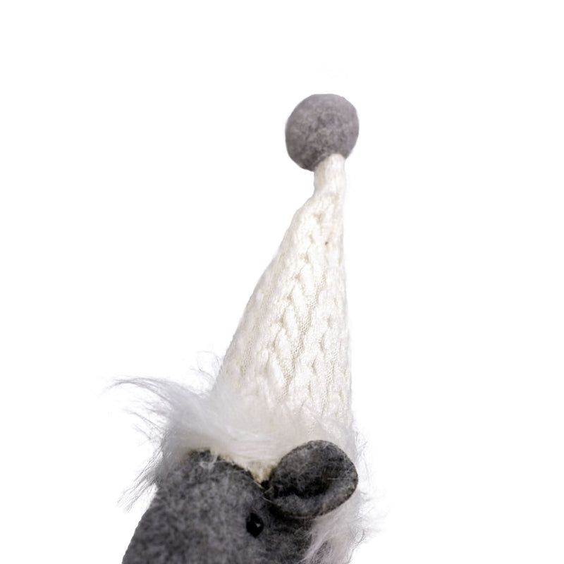 Silver Mouse w/Dangly Legs Checked Xmas Ornament