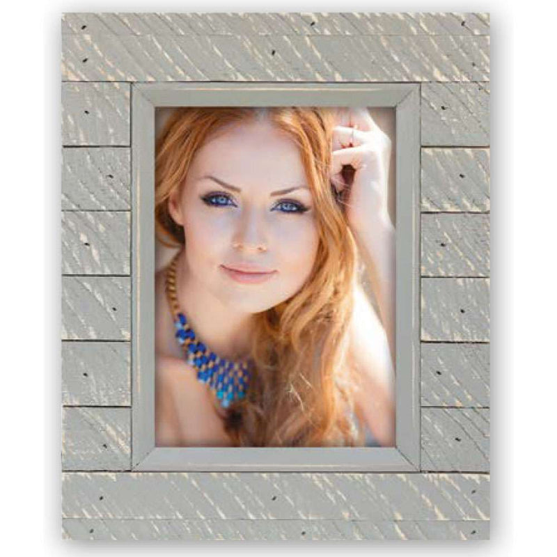 Rustic Sage Green Wood Photo Frame for 8x6 Inch Print – Distressed Floorboard Effect Picture Frame