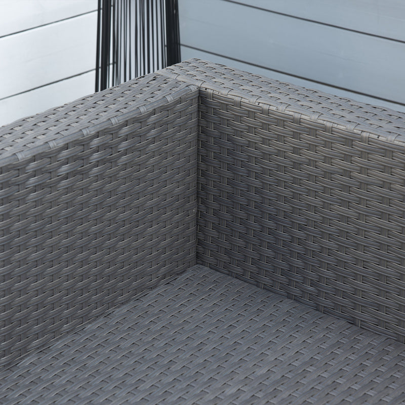 10 Pcs Rattan Sofa Set-Grey/Dusty Blue Cushion