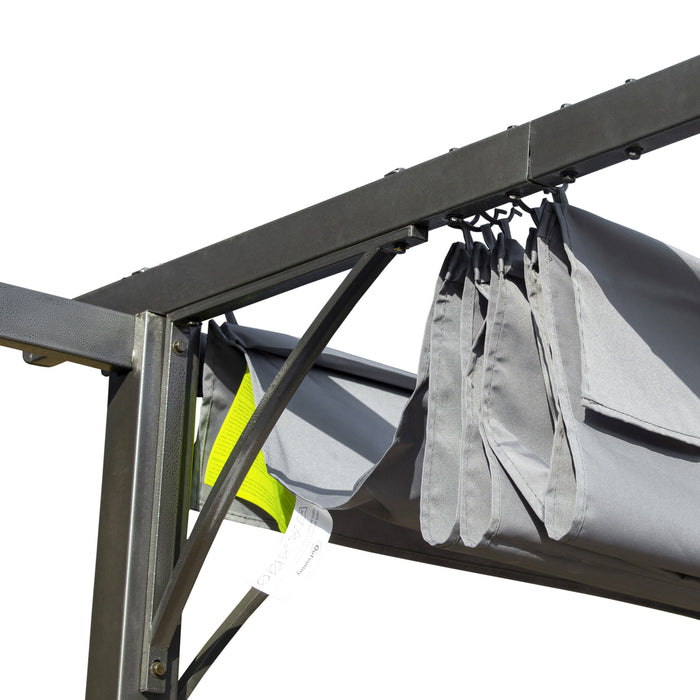 3x3 m Metal Pergola Gazebo Awning Retractable Canopy Grey 3x3m