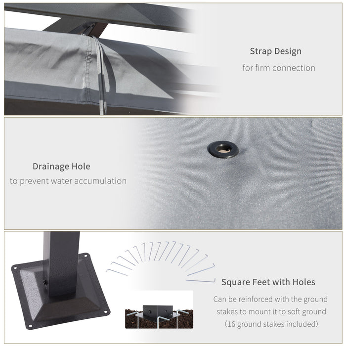 3x3 m Metal Pergola Gazebo Awning Retractable Canopy Grey 3x3m