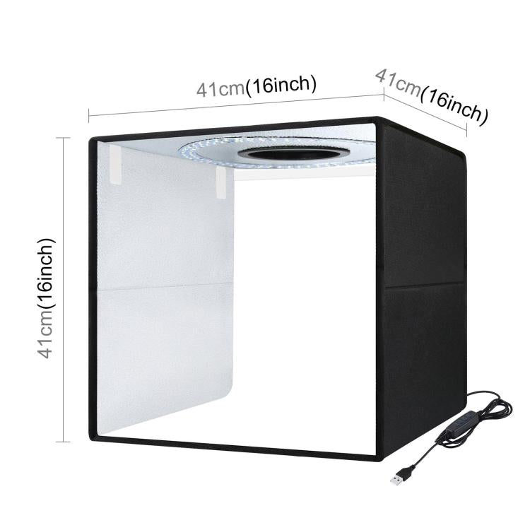 40cm Folding Portable Ring Light USB Photo Lighting Studio Shooting Tent Box with 6 x Color PVC Backdrops, Size: 40cm x 40cm x 40cm