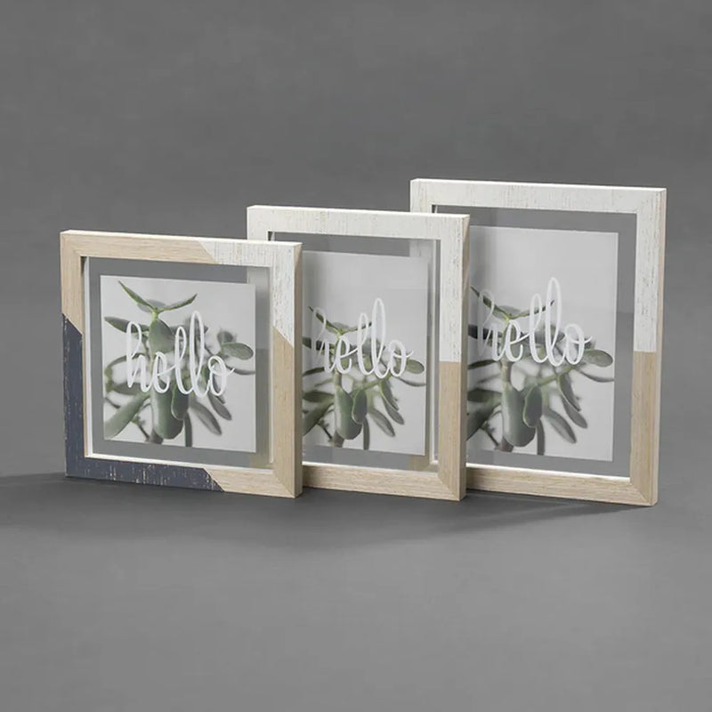 Kenro Terrino 8x8 Floating Photo Frame - White/Natural/Grey