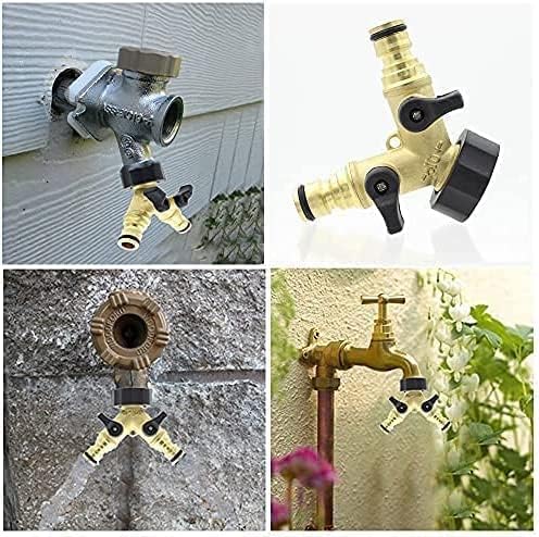 2 Way Brass Garden Hose Splitter Y Valve Connector