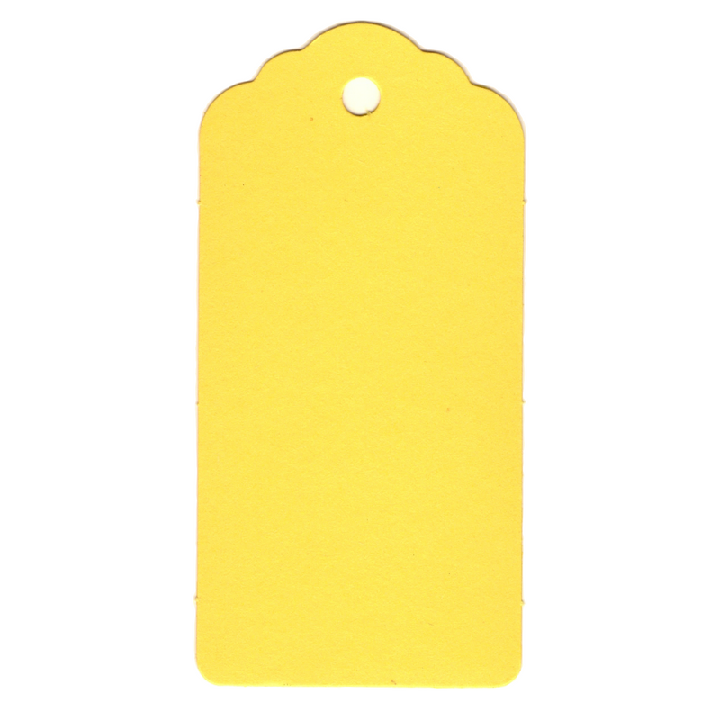 100 Rectangle Scalloped Gift Tags with White Satin Ribbon - 21 Colours Christmas