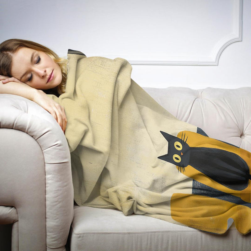 Black Cat Waiting Blanket