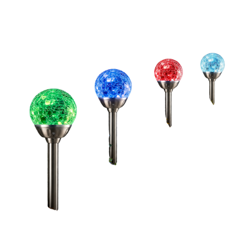 4 Solar Colour Changing Crystal Ball Garden Stake Lights