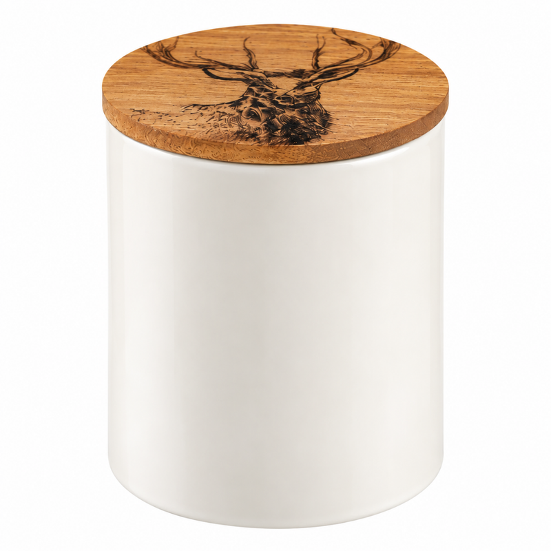 Cream Stag Biscuit Tin with Airtight Lid