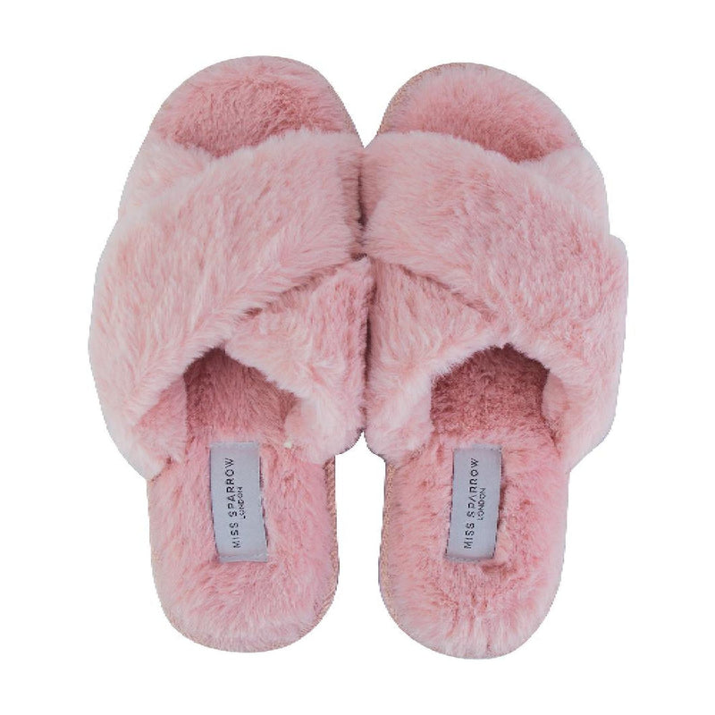 Ladies Novelty Bedroom House Open Toe Slippers with Back (3 Sizes)