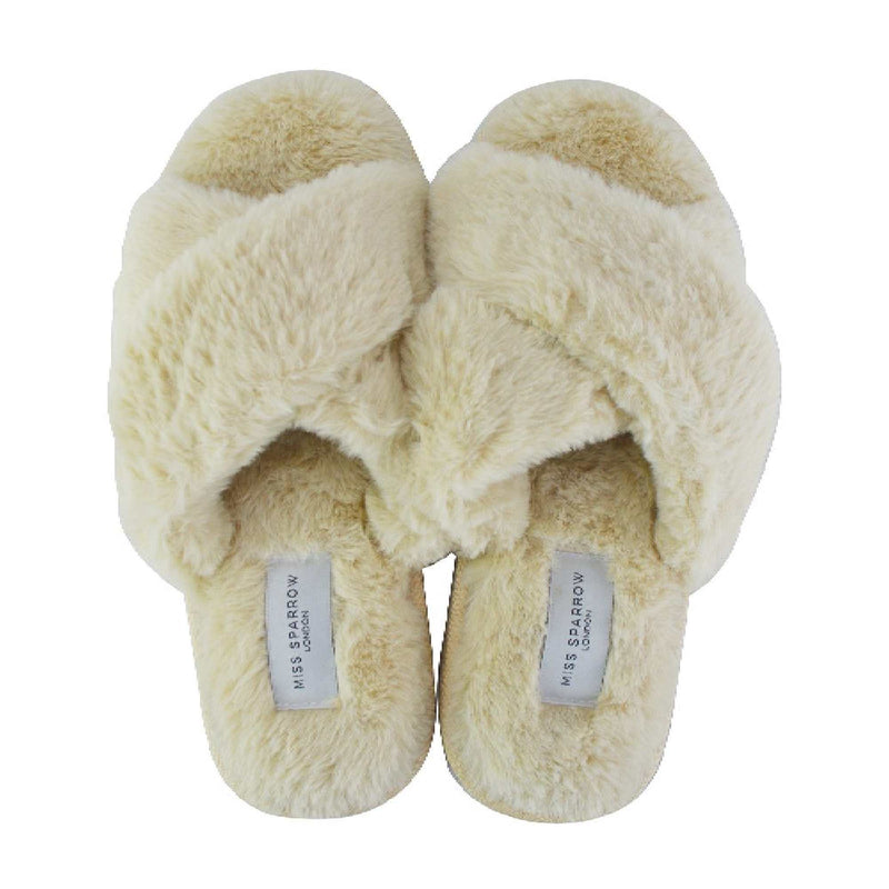 Ladies Novelty Bedroom House Open Toe Slippers with Back (3 Sizes)