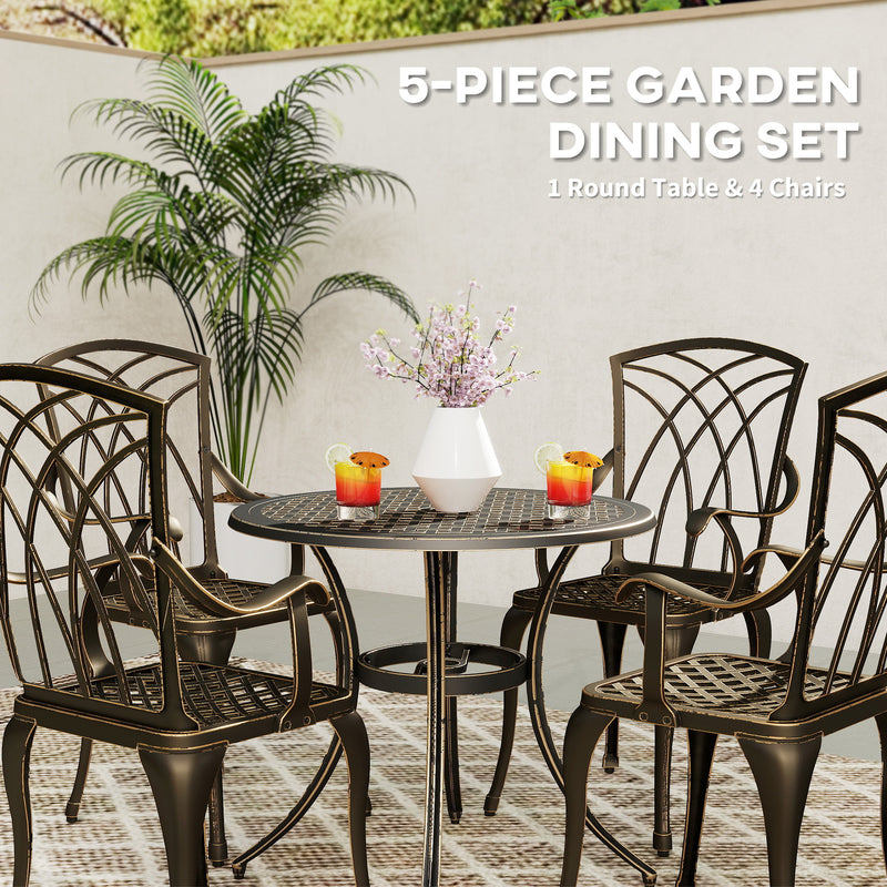 Outsunny 5 PCs Garden Dining Set, Garden Furniture Set, Bronze Tone