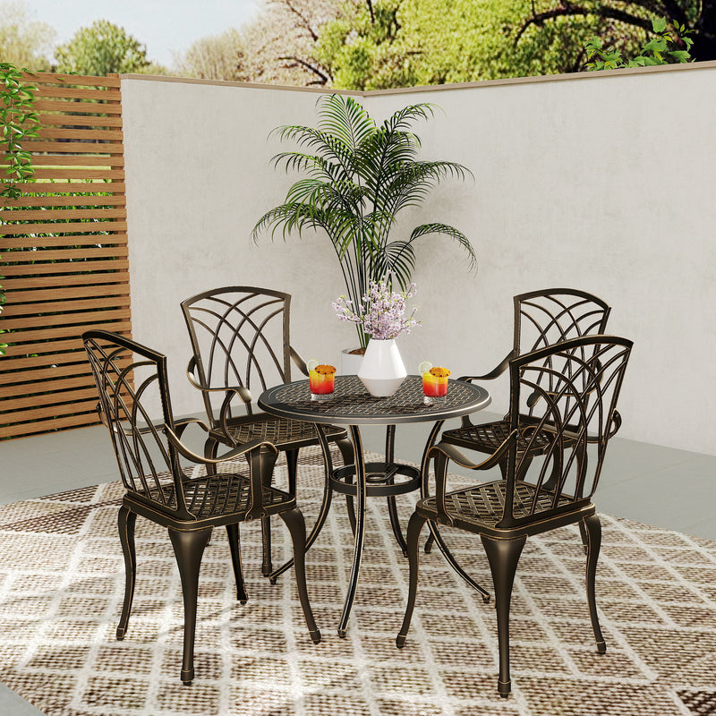 Outsunny 5 PCs Garden Dining Set, Garden Furniture Set, Bronze Tone