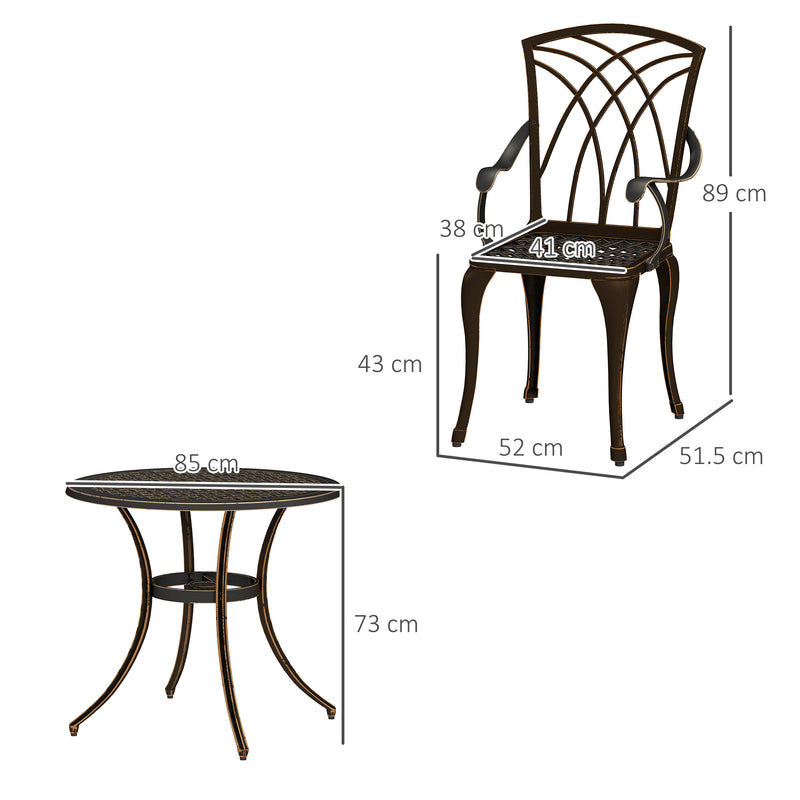 Outsunny 5 PCs Garden Dining Set, Garden Furniture Set, Bronze Tone