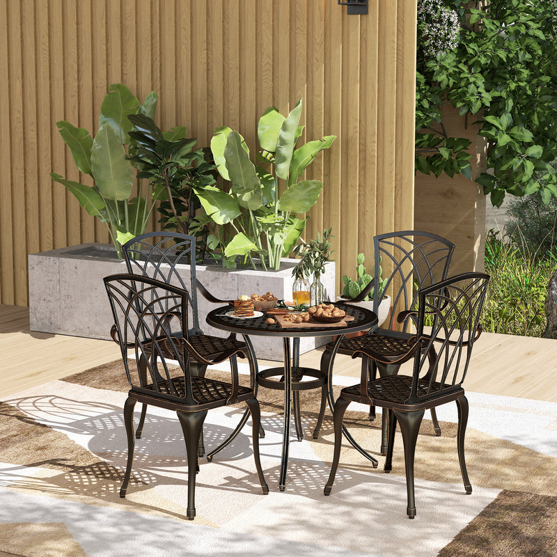 Outsunny 5 PCs Garden Dining Set, Garden Furniture Set, Bronze Tone
