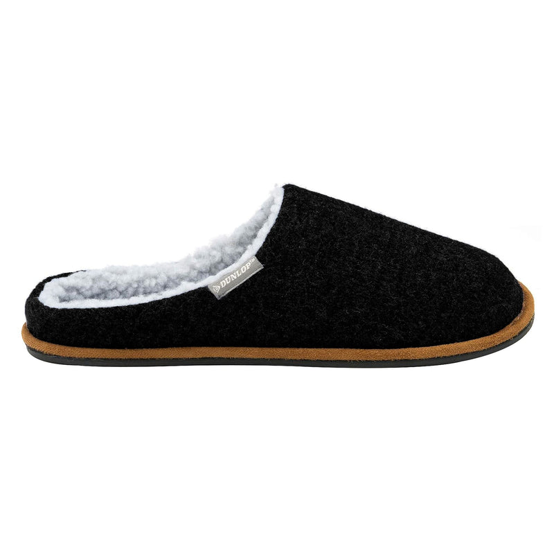 Mens Plush Lined Mule Slippers With Memory Foam