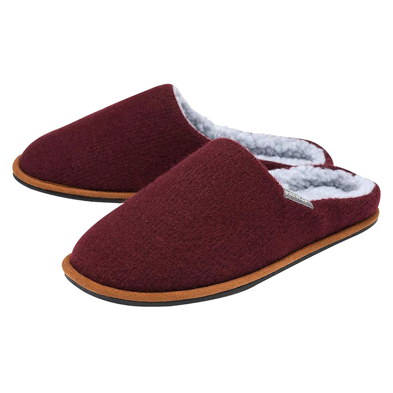 Mens Plush Lined Mule Slippers With Memory Foam