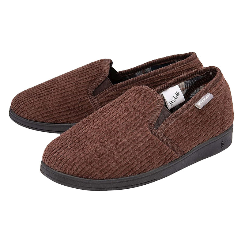 Mens Tartan Lined Slippers With Memory Foam