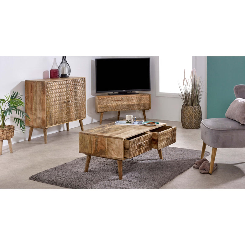 Marlow Light Mango Wood Corner TV Stand