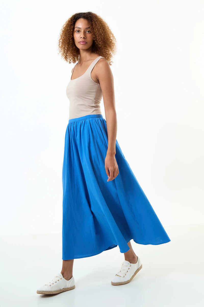 Zoeline Recycled Cotton Midaxi Skirt - Blue