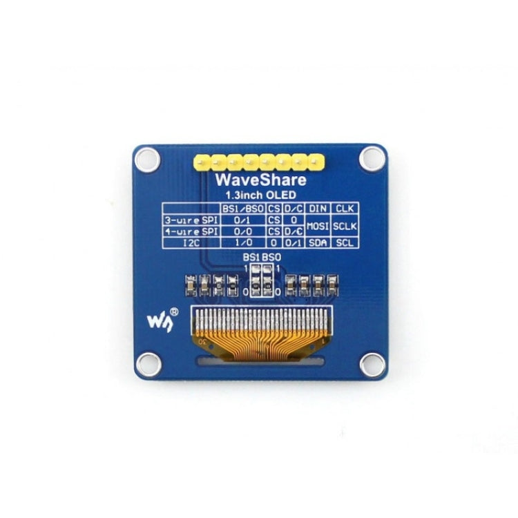 Waveshare 1.3 inch 128*64 OLED, SPI/I2C interfaces, Straight Vertical Pinheader