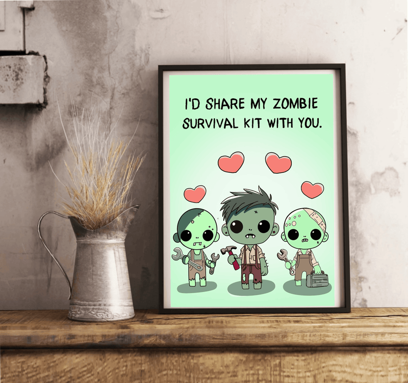 Zombie Love Art Print | Cute Survival Kit Undead Decor