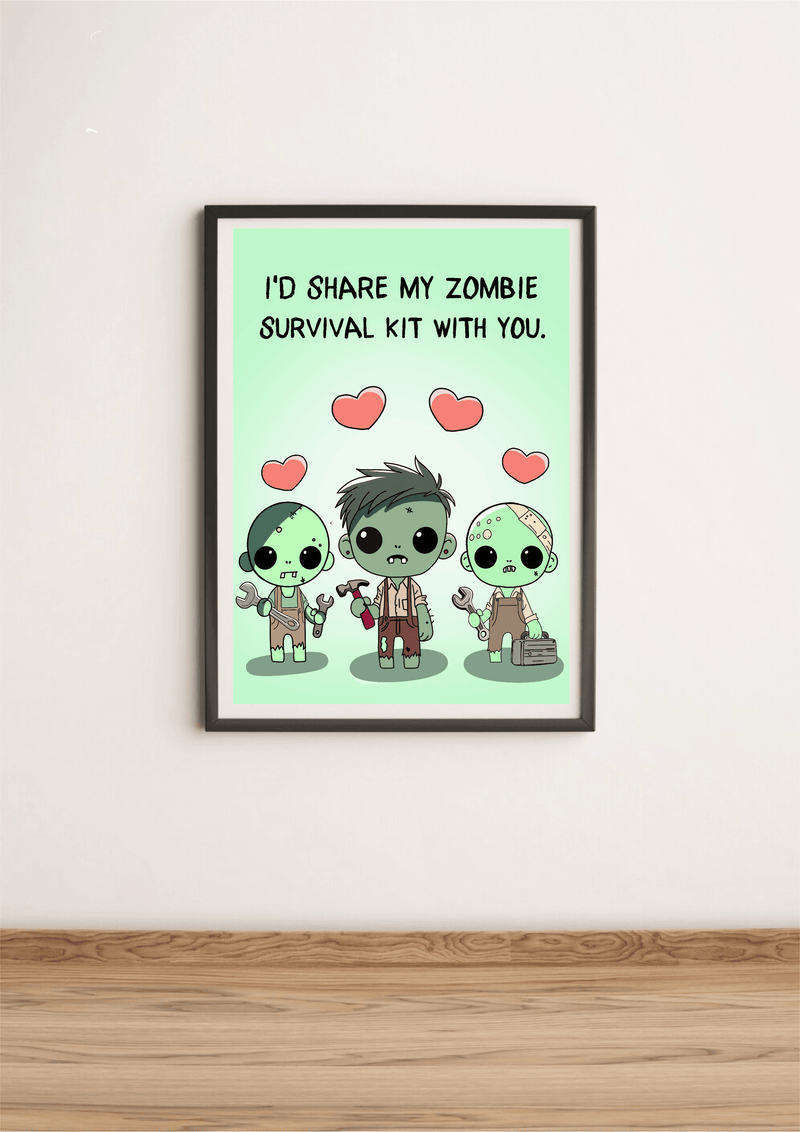 Zombie Love Art Print | Cute Survival Kit Undead Decor