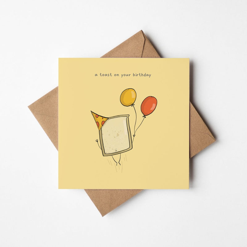 Kawaii Birthday Card - Cute Toast Pun On Premium Square Greeting Card