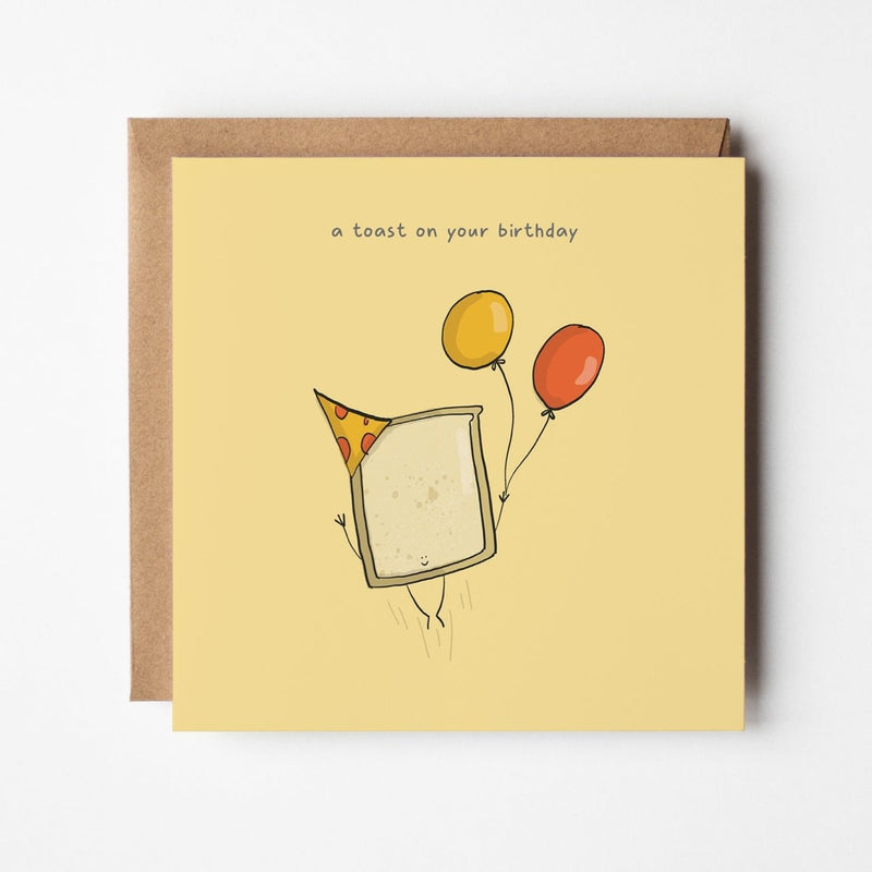 Kawaii Birthday Card - Cute Toast Pun On Premium Square Greeting Card