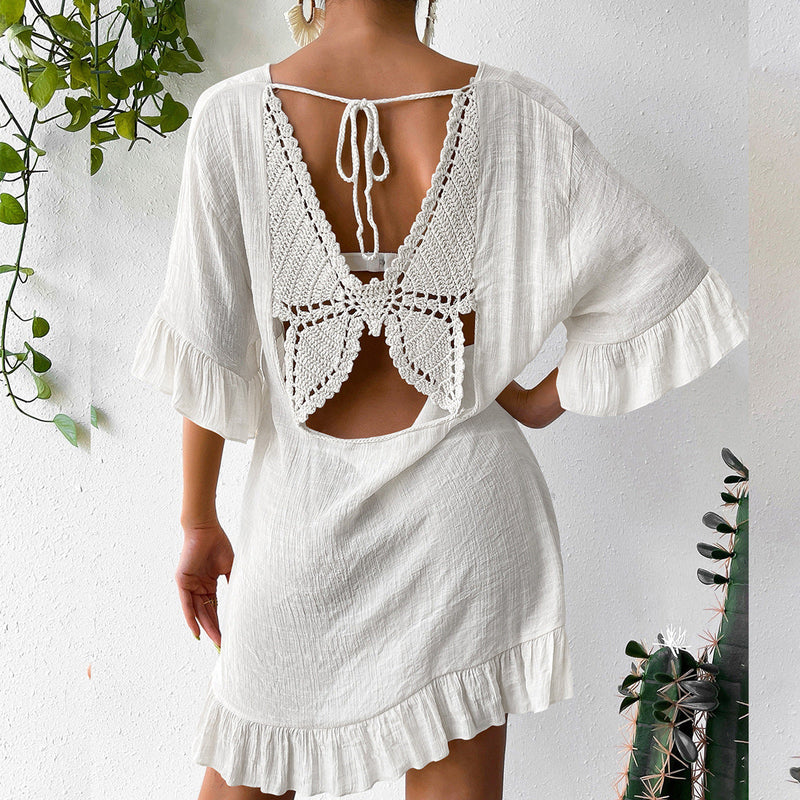 Beach Cover-up Skirt Sun-proof Skirt Back Butterfly