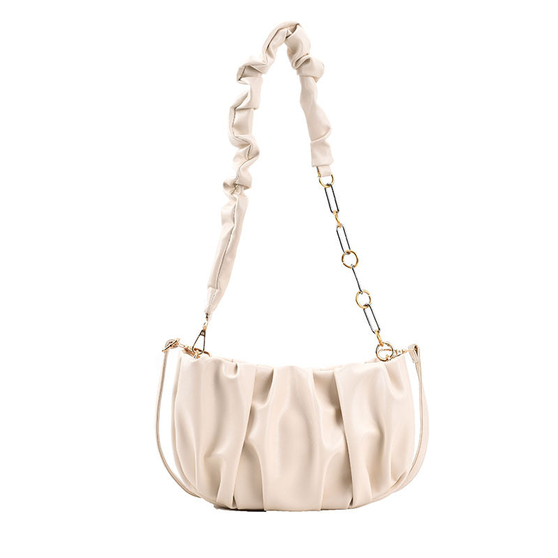 One-shoulder Underarm Fold Cloud Bag PU Leather Chain Portable Messenge Bag