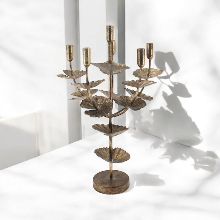 57CM GOLD METAL CANDLE HOLDER