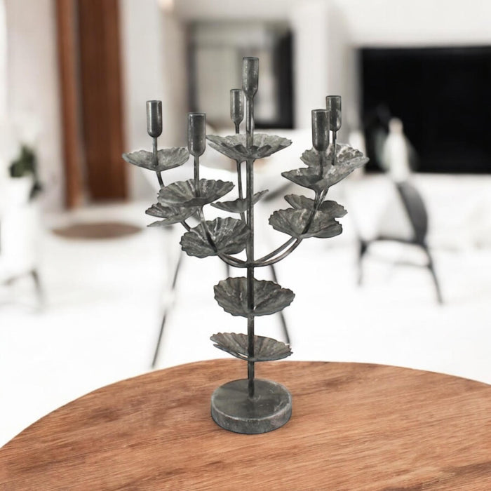 57CM SILVER METAL CANDLE HOLDER