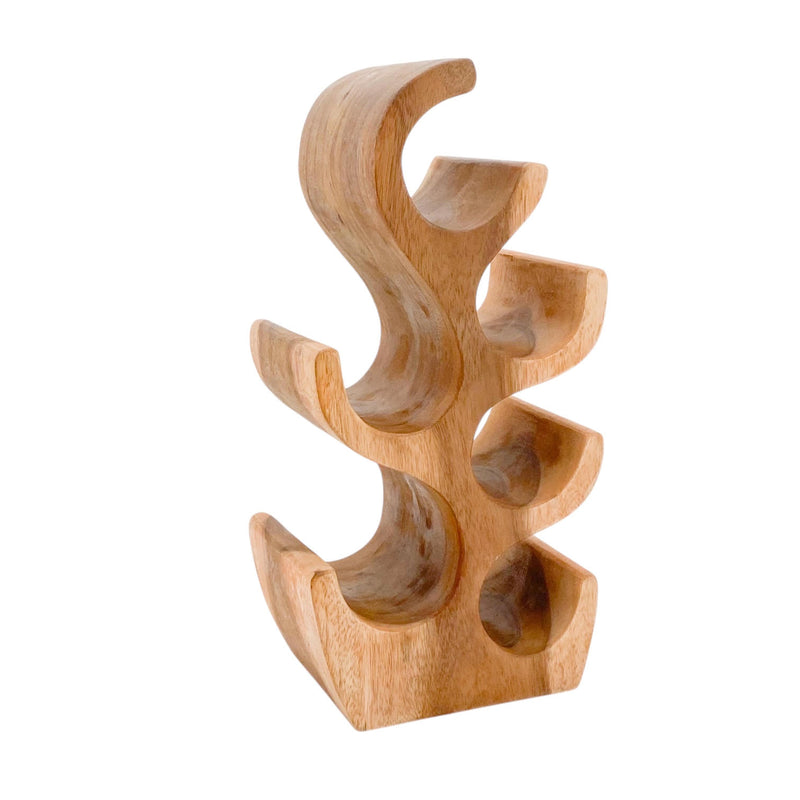 6 BOTTLE HAND CARVED WINE RACK