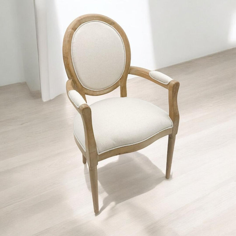 94CM BROWN FRAME LINEN FABRIC LOUIS CHAIR