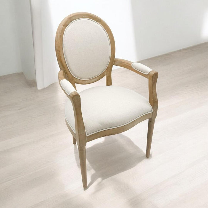 94CM BROWN FRAME LINEN FABRIC LOUIS CHAIR