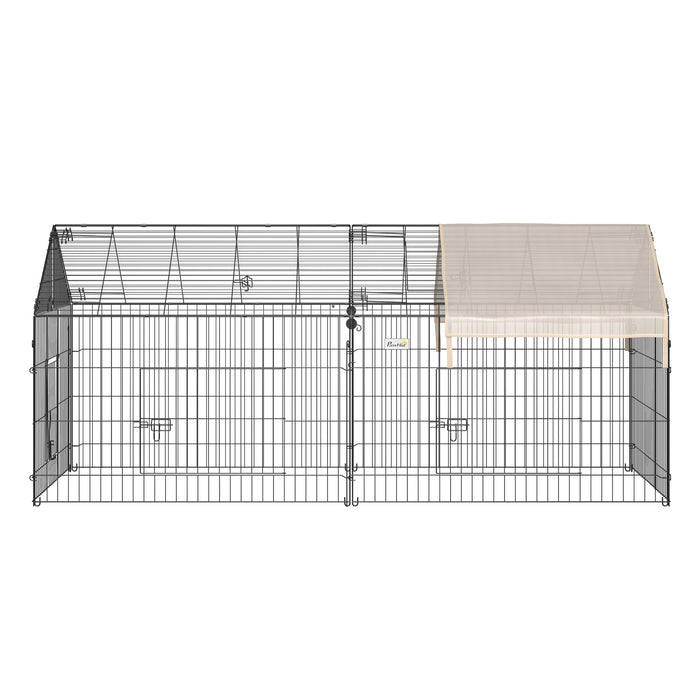 PawHut Chicken Run Coop with Cover, Outdoor Poultry Shade Cage, Beige