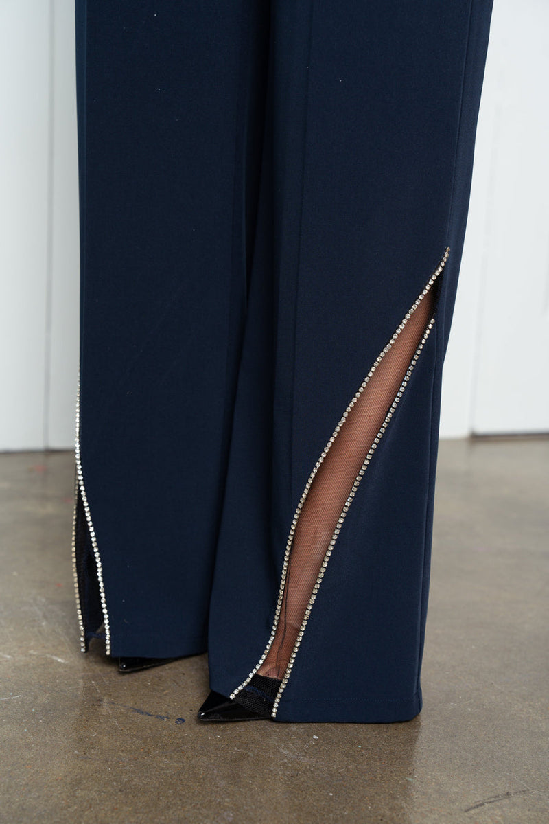 Elegant Patchwork High-waist Pants