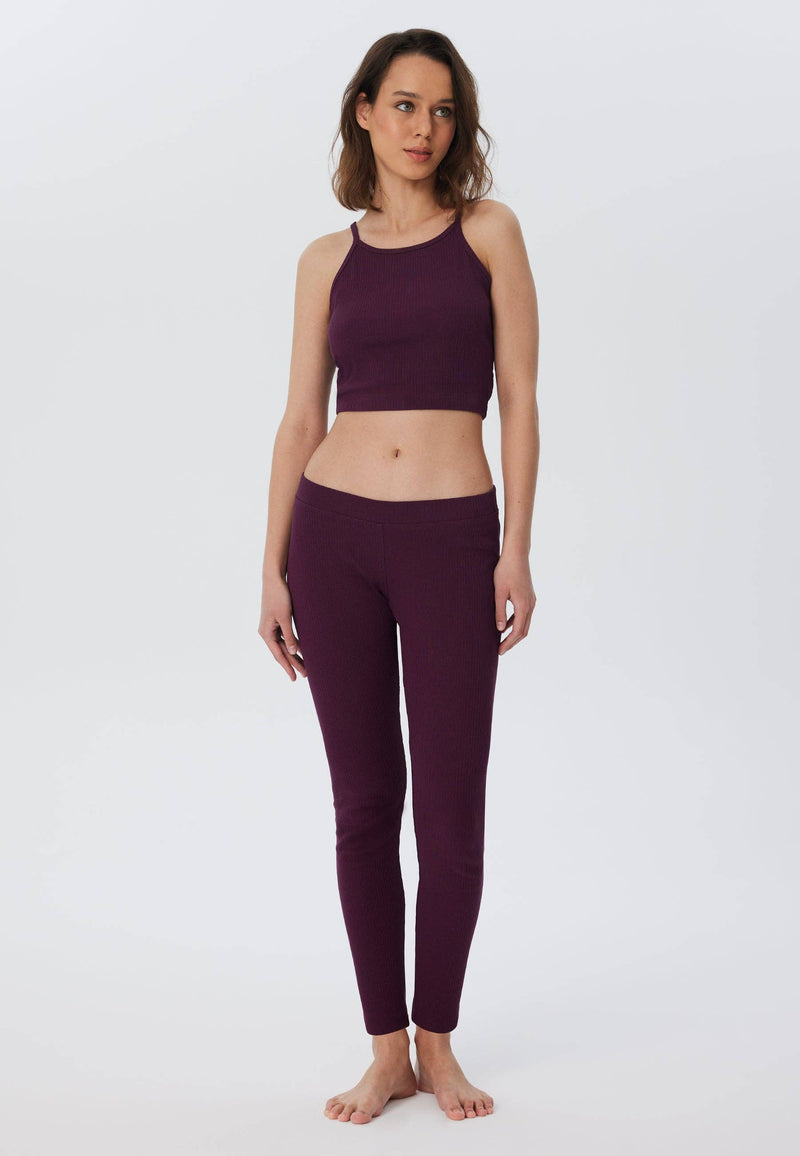 Organic Ribbed Crop Top with Spaghetti Straps: Womens