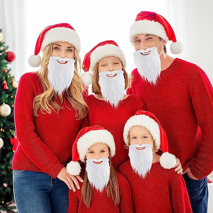Santa Claus Handlebar Mustache White Fake Beard