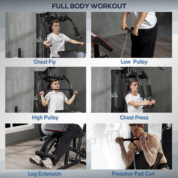 HOMCOM Multi Gym Fitness Equipment Exercise Machine with 45Kg Weight Stack