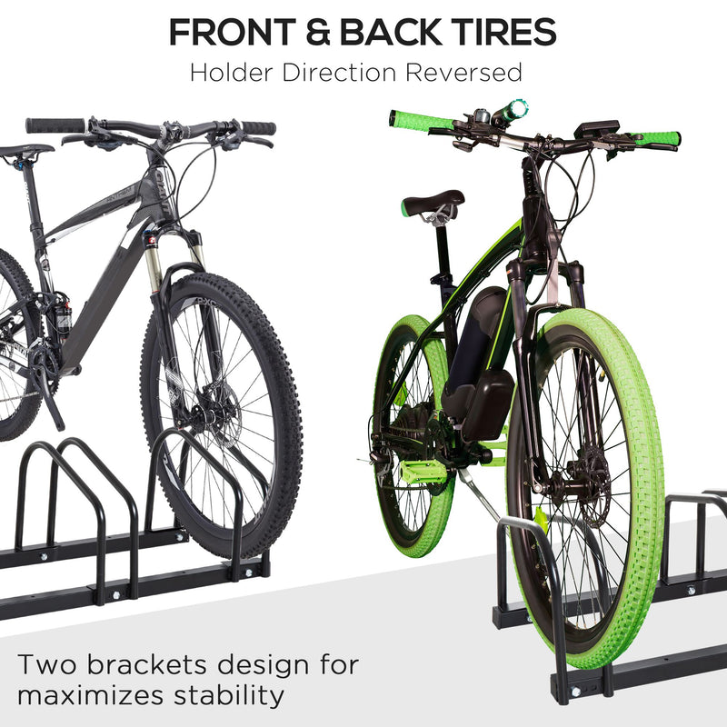 6 Bike Parking Rack Locking Storage Stand Holder Floor Wall Mount Black HOMCOM