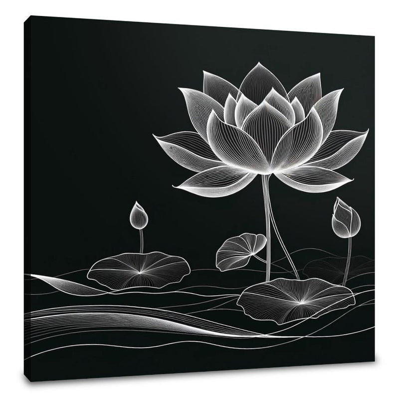 Lotus Noir Elegance Canvas