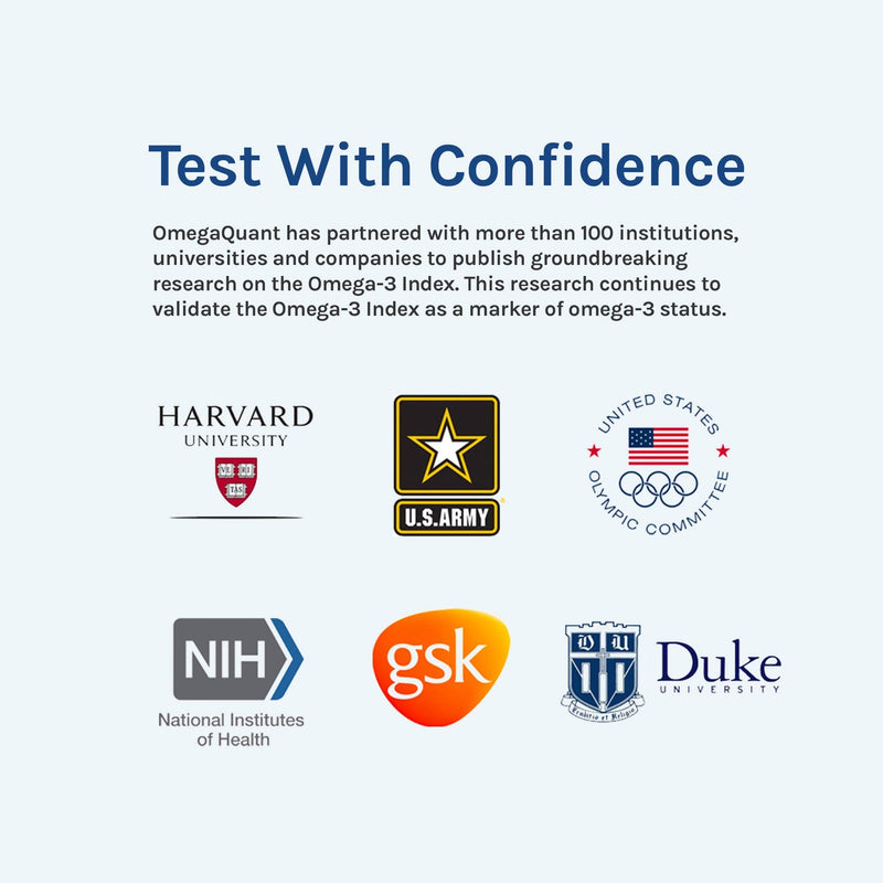 Omega Quant Omega-3 Index Complete Fatty Acid Profile Blood Test Kit | At-Home | Omega-3, Omega-6, Trans Fats
