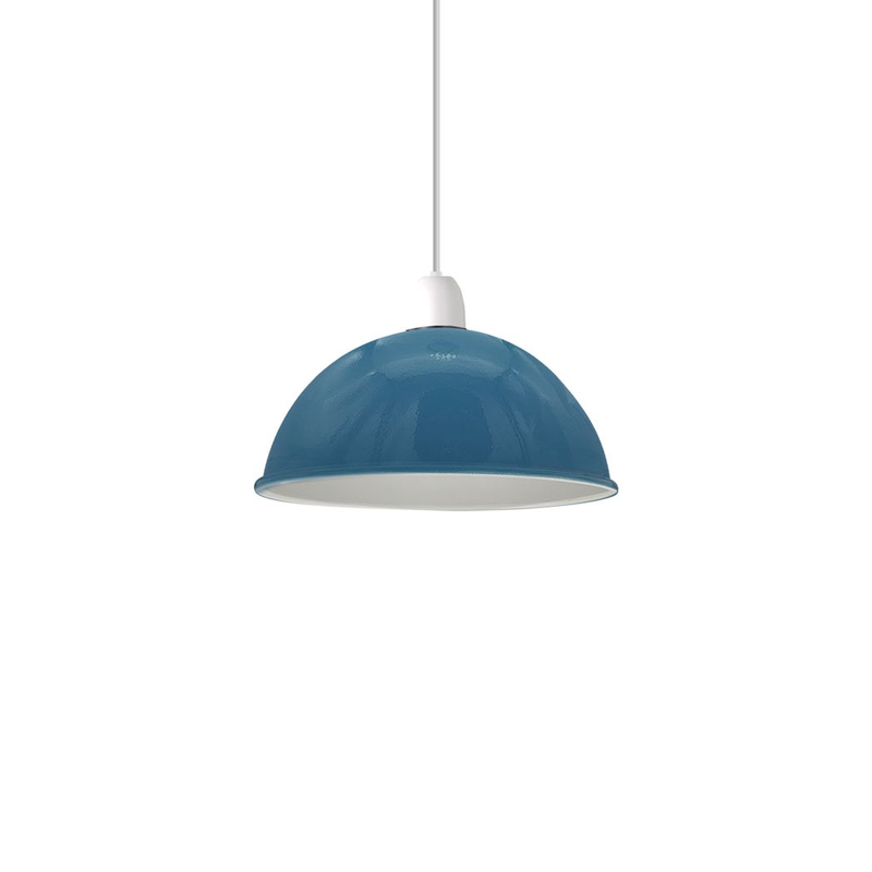 Vintage Blue Industrial Easy Fit Dome Shaped Lamp Shade, Pendant, Wall Light Metal E27 Light Fitting 60W