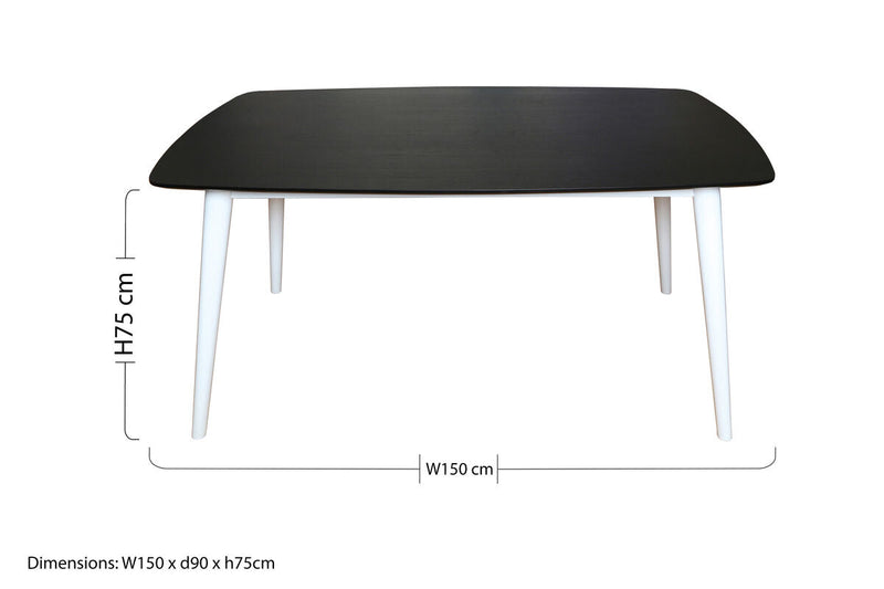 White and Black Ash Veneer Dining Table with Modern Style | Cassy
